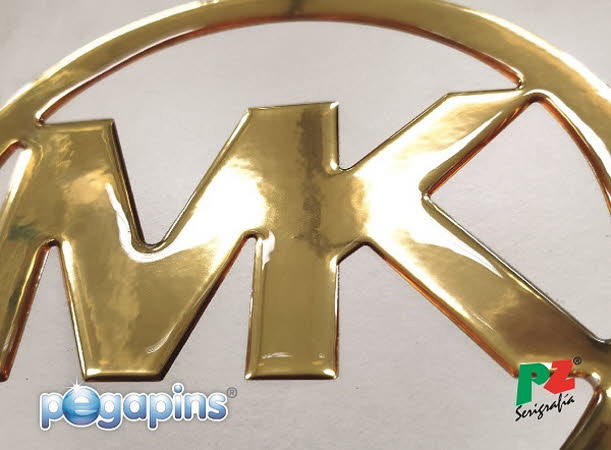 Pegatinas gota de resina logo oro